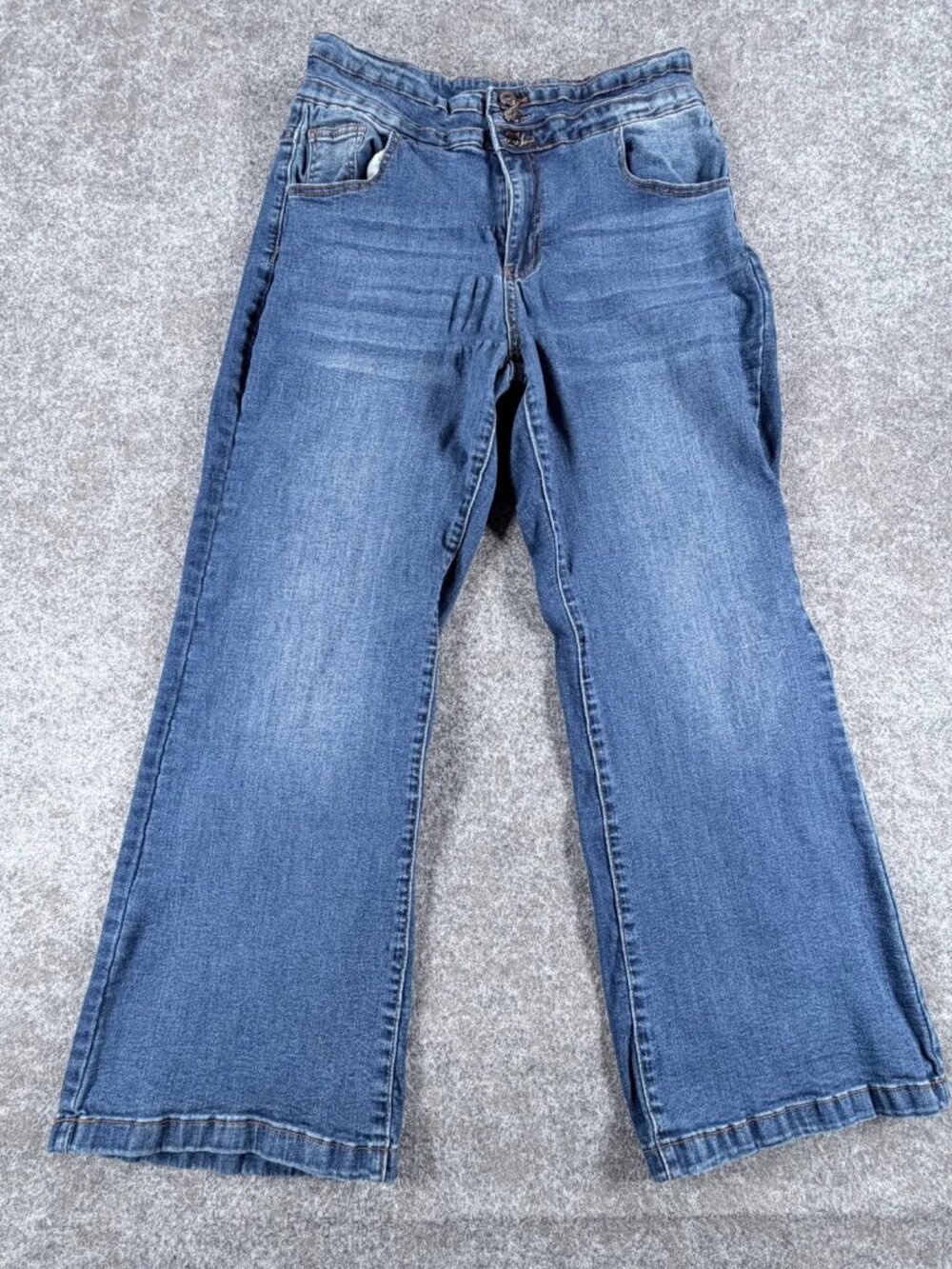 Roswear Wide-Leg Jeans Womens XL Blue High Waisted Stretch Baggy Loose Denim